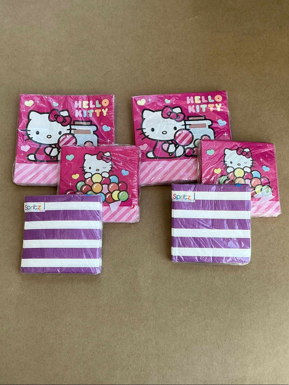 Spritz Hello Kitty Pink and Purple Party Napkins - pack of 6